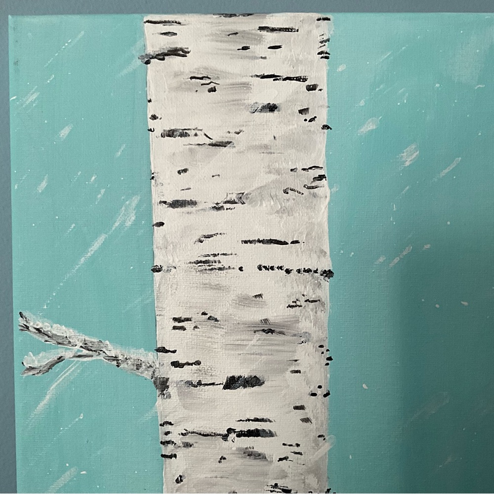 Birch Tree Red Bird original art work/acrylic painting/20x12/wall hanging - Picture 2 of 5
